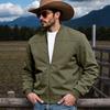 Men Stand Rib Collar Zip Up Suede Bomber Jacket Casual Outerwear Coat