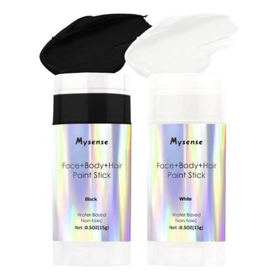 Mysense Rot Weiß Blau Clown Ungiftige Creme Farbe für Halloween Cosplay Schwarz+Weiß