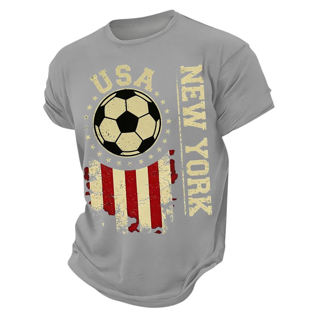 USA Soccer Graphic Tee Crew Neck Short Sleeve Casual T Shirt for Men with Distressed Print Design