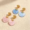 European and American Colorful Shell Earrings Fashion Exaggerated Personality Resin Stud Earrings Temperament Celebrity Style Retro Stainless Steel 