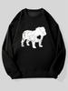 Men's Casual Crew Neck Sweatshirt with Heart Pattern Dog Silhouette
