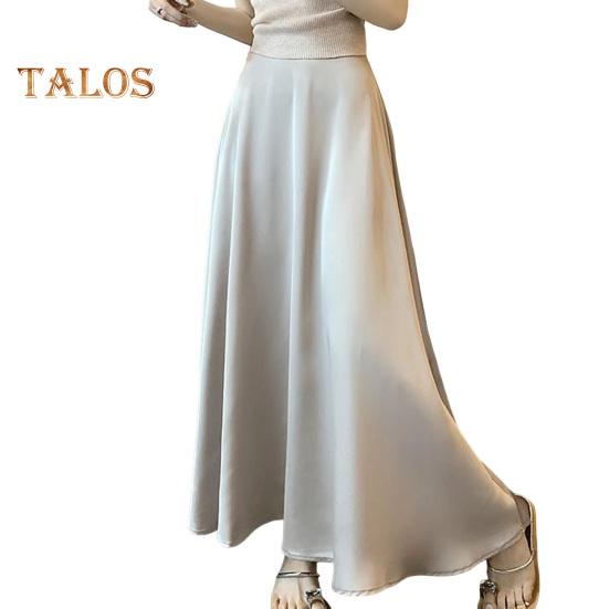 

Жіноча спідниця-риб ячий хвіст із високою талією, атласна дихаюча максі-спідниця, одноколірна офісна спідниця, робота, відпочинок, щоденний одяг XL шампанського