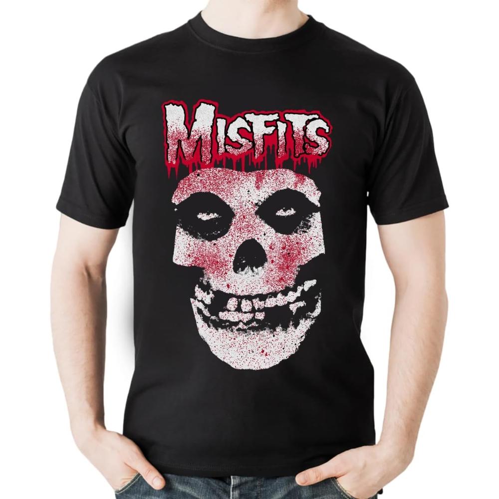 Misfits Shirt Red Skull Logo Splatter Printing Youth Fit Womens Shirtsweat Vintage Club Fans TShirts for Adult Man Black