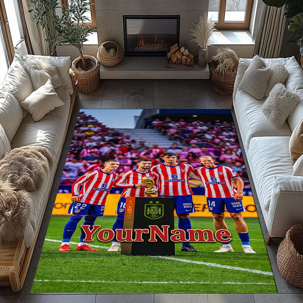 Atletico Madrid Customizable Name Carpet Perfect for Decorate room Living Rooms Outdoor Bedrooms Anti-slip Rug Decorate Offices Gift for Festivals