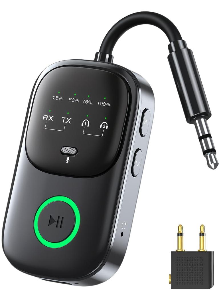 Bluetooth Transmitter Supports Both Receive and LED Simultaneous Connection of Two 18 Hours of Continuous Low Suitable for and Home TELEC Certified