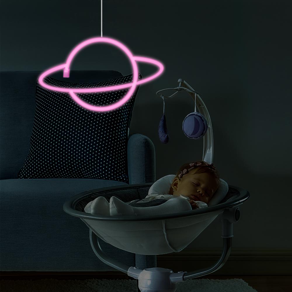 Bar Decor USB Charging Party Battery Powered LED Wall Light Neon  Light Sign Lamp Planet Shaped