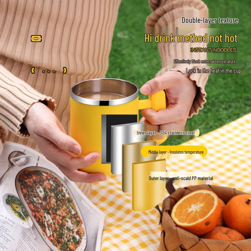 Lecoohe 304 Stainless Steel Little Yellow Duck Double-Layer Coffee Cup