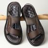 Fashion Summer Men PU Leather Sandals Non-slip Mens Wading Aqua Shoes Quick Dry Slippers Outdoor Beach Shoes Male Casual Soft Half Drag