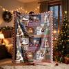1 Stück Retro-Weihnachts-Collage-Thema Flanelldecke - Große Größe, Weich, Leicht und Warm, Geeignet für Alle Jahreszeiten - Perfekt für Bett, Sofa, Büro, Camping