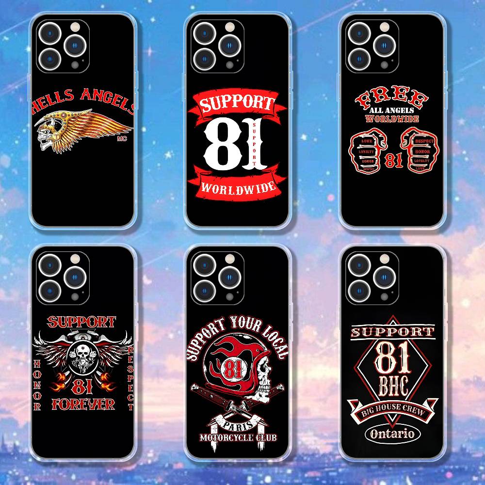 Hells Angels M-Motorcycle 81 Etui na Telefon Dla iPhone 17,16,15,14,13,12,11 Pro,Max,Plus,X,XS,XR,SE4,E Mini Przezroczyste Miękkie Pokrowiec
