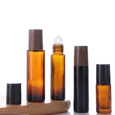 10/15ml Amber Roller Ball Essential Oil Bottle Glass Empty Perfume Refillable Liquid Dispenser With Steel/Glass Container Mini
