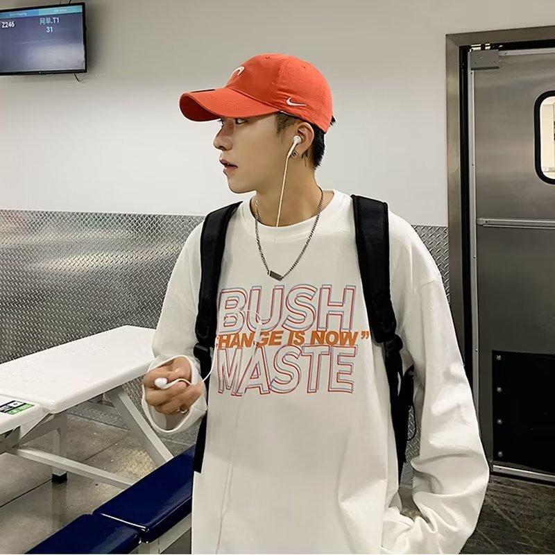 

TT-рубашка Мужская внутренняя одежда с длинным рукавом Модные весенние и осенние майки в корейском стилеВерхняя одежда в гонконгском стиле Свободная мода Осень