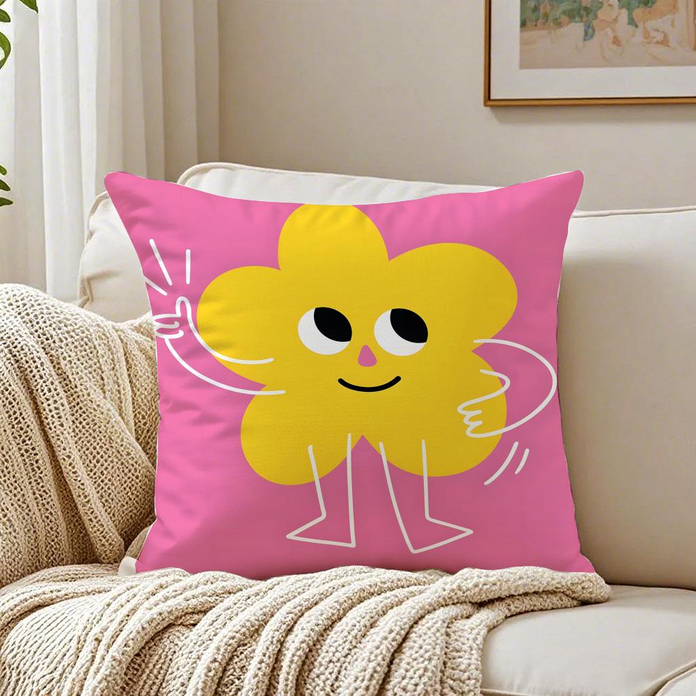 A Happy Facial Expression Image Cushion Cover Pillowcase Antidustmite Living Room Sofa Decor Cushion Room