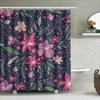 Pink Floral Shower Curtain Decorative Bathroom Waterproof Privacy Screen Window Treatment With Hooks For Home Decoration Dark Na