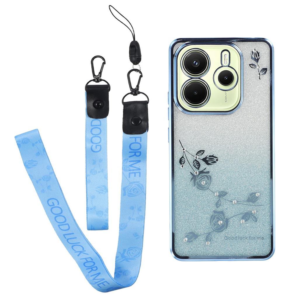 KADEM Dla Xiaomi Redmi Note 14 4G (163.25mm) Etui Wzór Kwiatowy TPU Gradientowe Pokrowiec na Telefon ze Sznurkami