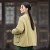 Johnature Women Vintage Warm Stand Long Sleeve Coats Solid Color Button Winter Pockets Coats