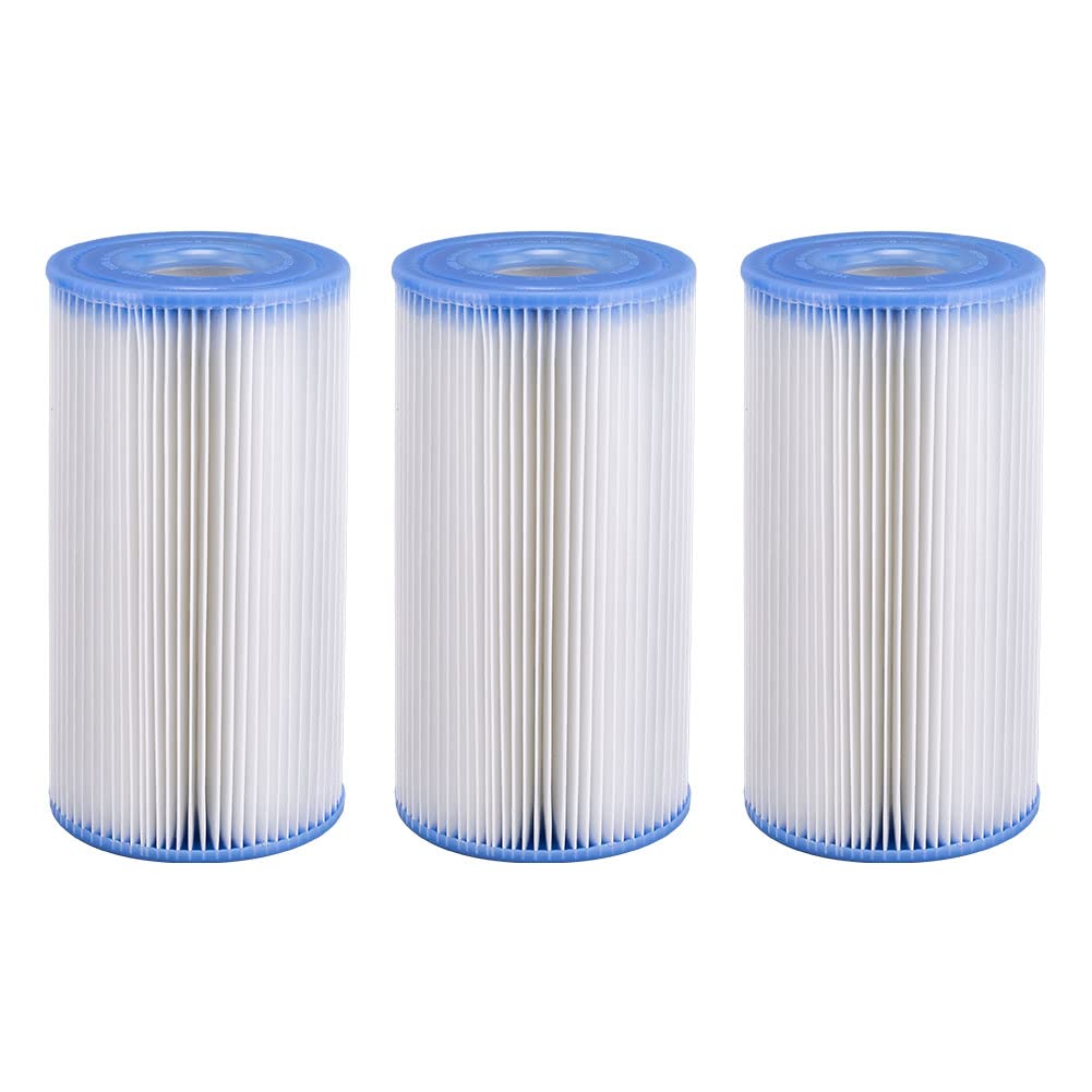 Intex Pool Pump Replacement Filter Cartridges (3-Pack) 29003 Crystal Clear Filter Pump for Pool Water Purifiers and Circulation