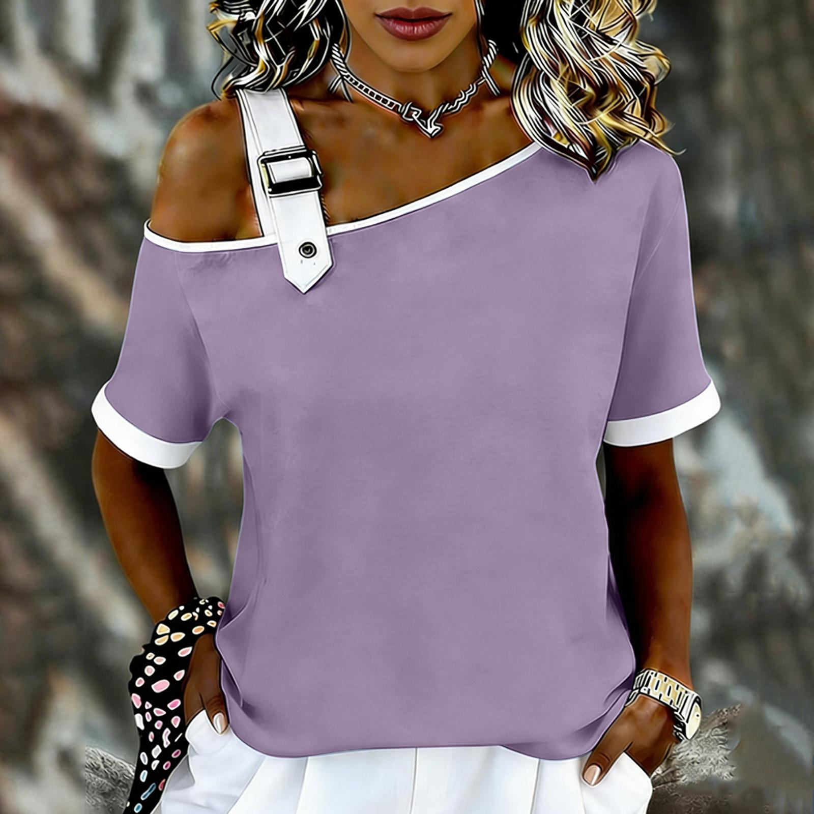 

Женская Повседневная Модная Свободная Хлопково-Льняная Кружевная Пэчворк Рубашка Топ с Круглым Вырезом XL фиолетовый