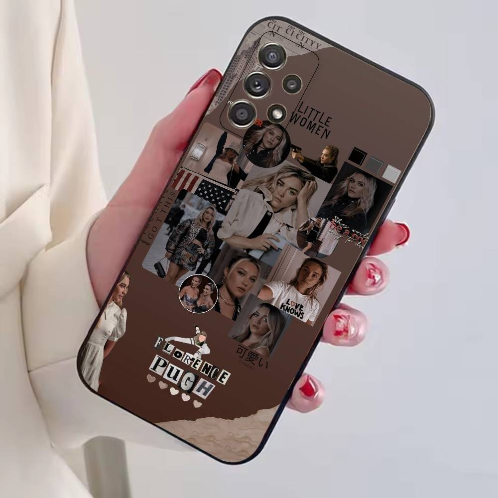 Actress F-Florence Pugh Phone Case For Samsung S25,S24,S21,S22,S23,S30,Ultra,S20,Plus,Fe,Soft Silicone Black Cover