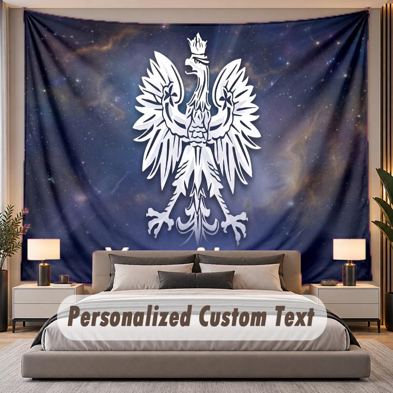 Custom Name Text Tapestry Poland Football Personalized Polyester Wall Tapestry For Bedroom And Room