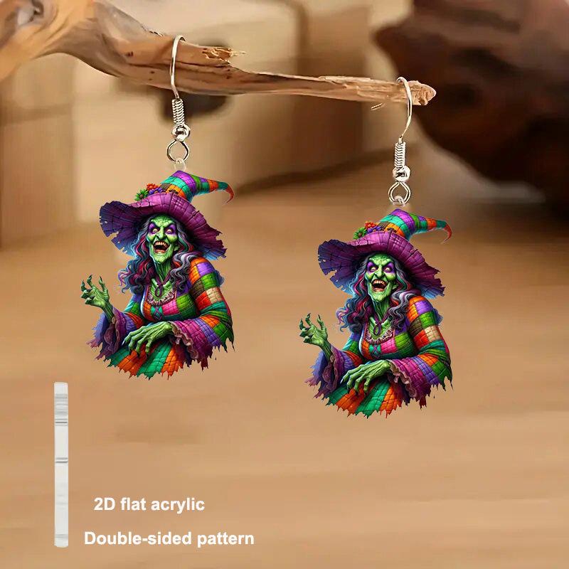 Spooky Witch Ghost Acrylic Halloween Earrings