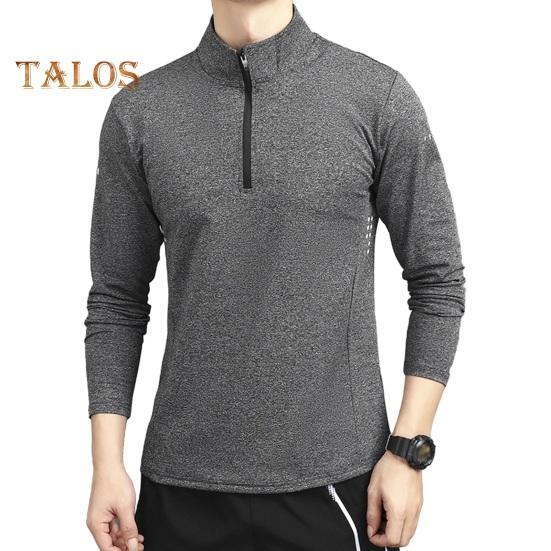 

Мужские спортивные рубашки с воротником-стойкой, полумолнией, однотонная приталенная толстовка с длинным рукавом, повседневная рубашка для осени и зимы M серый