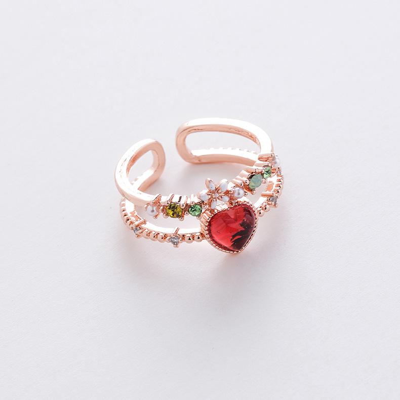 A variety of micro-set crystal zircon ring sweet and elegant ring popular jewelry