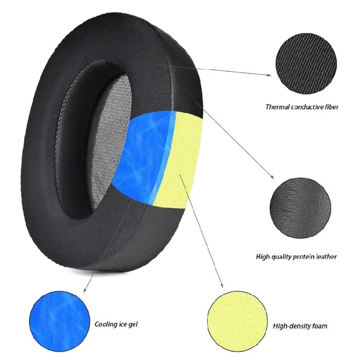 Cooling Gel Earpads And Cushion Replacement For MDR-100ABN WH-H900N Headsets Long Time Wear Protein Leather