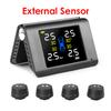 Original Solar Power USB TPMS Car Tire Pressure Monitoring System LCD 4 External / Internal Sensors for SUV Temperature Warning