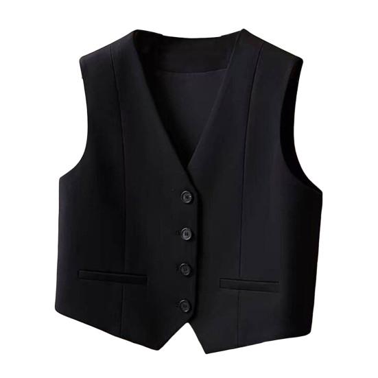 Dámská vesta Vintage bez rukávů Elegantní oblek Ležérní zapínání na knoflíky Výstřih do V Tuxedo vesta pro každodenní nošení Kancelář Rande Ulice