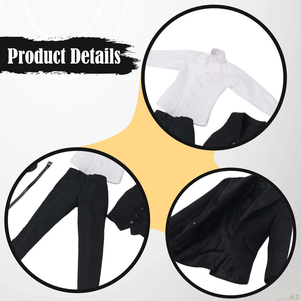 1:6 Figure Men Suit Coat Pants Shirt Vest Set Miniature Stylish Doll Model Clothes Uniforms for
