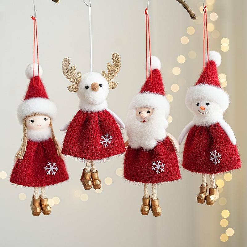 Sitting Elf Doll Angel Pendant Cute Little Girl Christmas Tree Ornaments Hanging Decorations Kids Children Day Gift