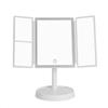 Wireless Folding Cosmetic Reflector With LED Light 3 Tone Lights Desktop Vanity Mirror 2X/3X Magnifying 360° Adjustable Rechargeable