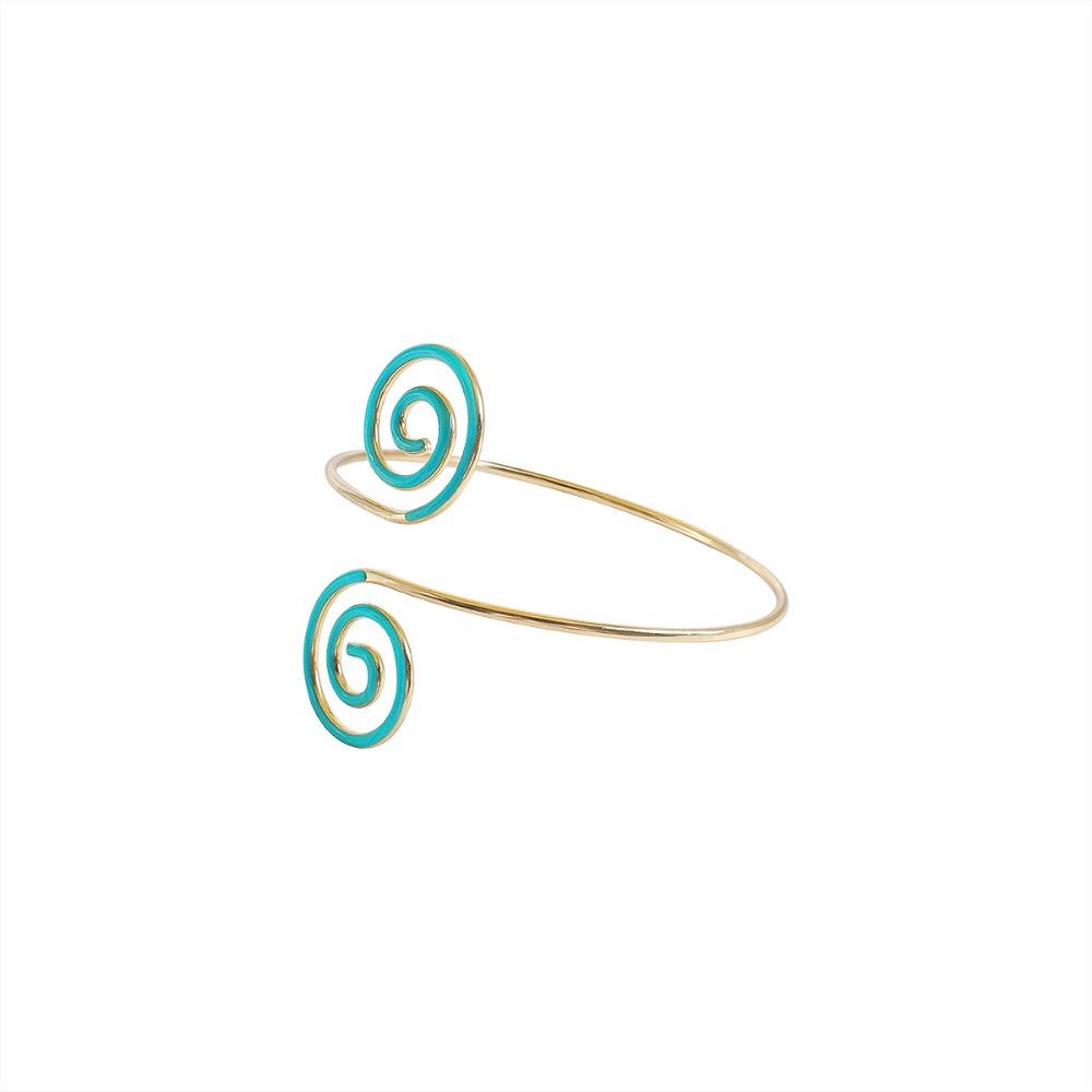 Bohemian Flower Glazed Enamel Bracelet Heart Geometric Arm Ring Gold Metal Arm Cuff Woman
