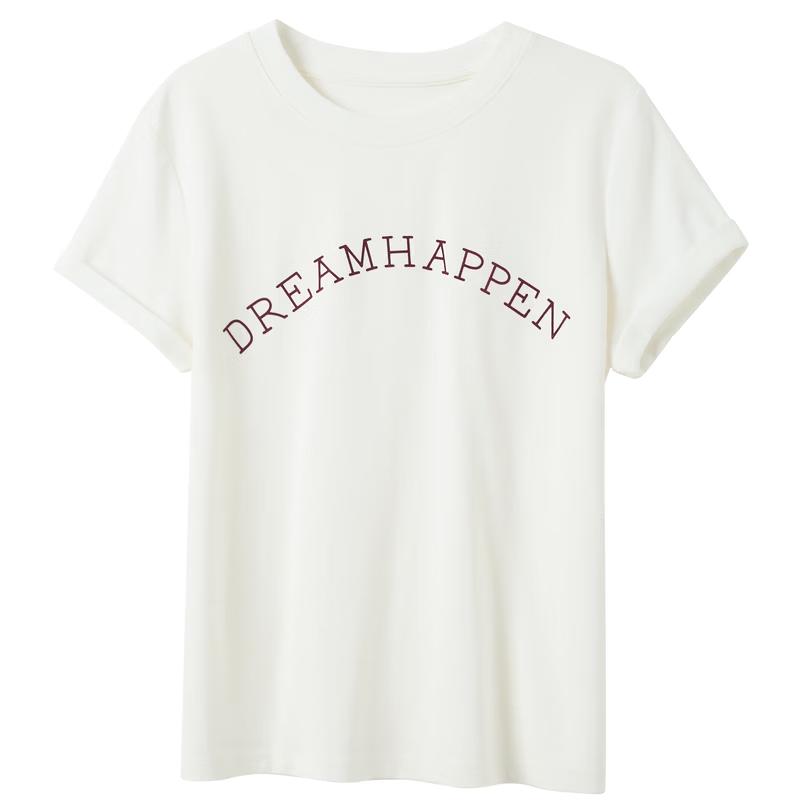 Sancai 2026 Spring Flocked Letter Short Sleeve T-shirt M