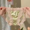 Dámské spodní prádlo Pohodlné Prodyšné Dámské kalhotky Francouzská krajka Spodní prádlo Rozkrok z čisté bavlny Saténové Sexy trojúhelníčkové kalhotky