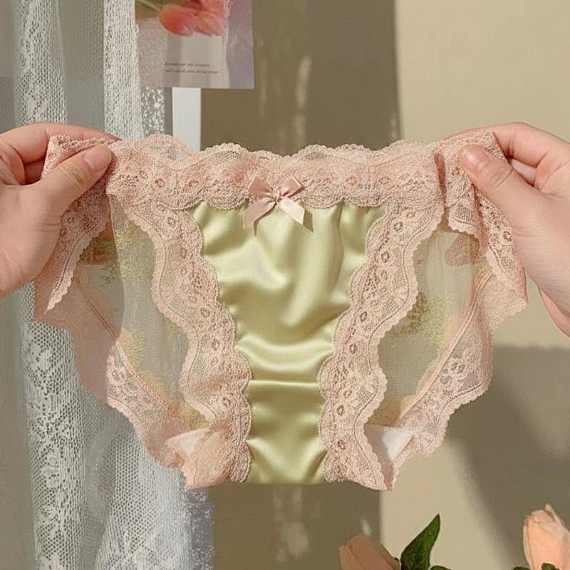 Lenjerie de corp pentru femei, confortabilă, respirabilă, chiloți pentru damă, lenjerie intimă cu dantelă franțuzească, întrepicior din bumbac pur, chiloți tanga sexy din satin