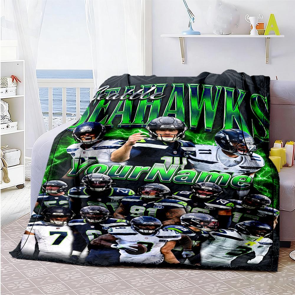 Seattle Seahawks Customize Your Name Blanket Cozy Personalized Blanket Warmthful Decor Throw For Seaside Bed Picnics Bedding Four Seasons Universal