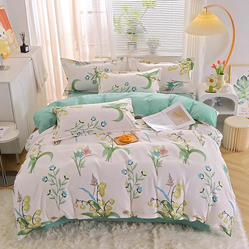 Comforter Girls Pink Flowers Colorful Spring Floral Bedding Set Reversible Print Polyester Comforter Girly