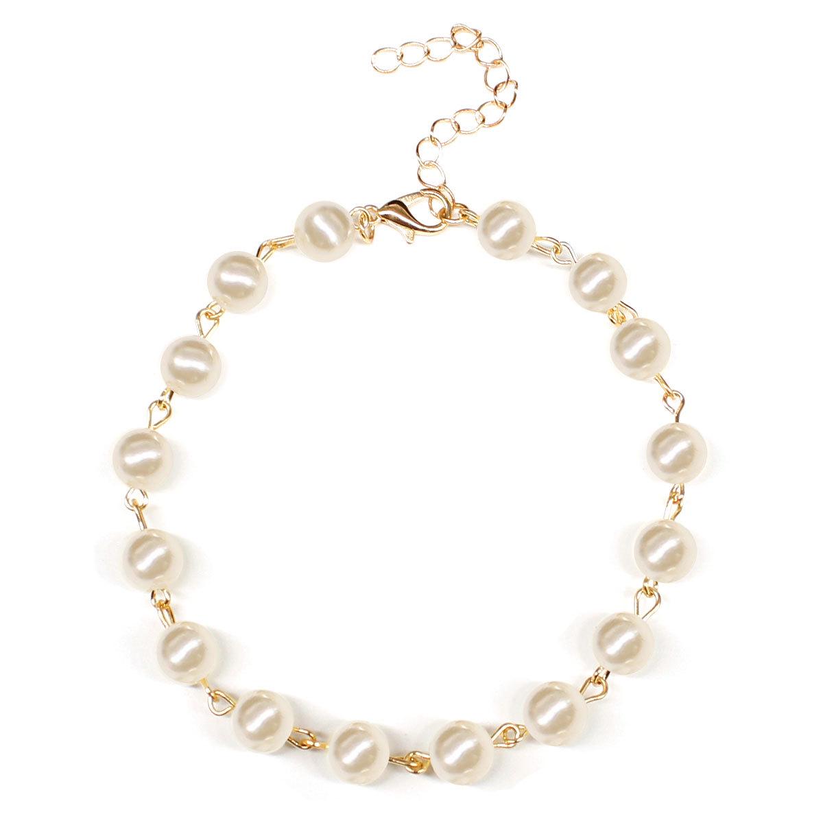 Fashion street photography all-handmade pearl anklets, personalized versatile beach feet золотой
