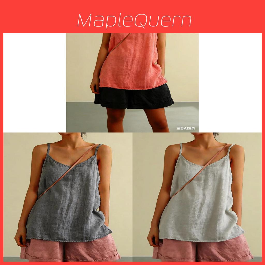 Cotton Linen Sleeveless Tank Top For Women Summer Casual Breathable Fashionable