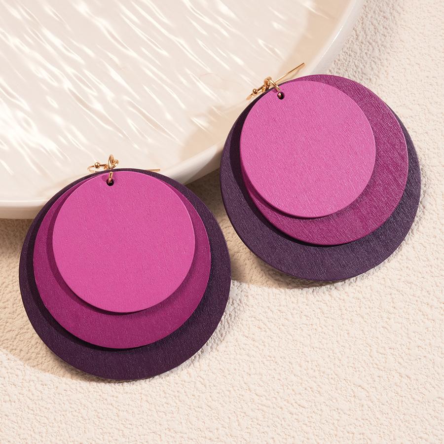 

Geometric Round Wood Chip Ear Hook Dopamine Exaggerated Earrings Simple Earrings