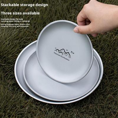 Assiette de Camping en Titane Inoxydable Ultra-légère Portable Empilable Vaisselle de Voyage Sûre Vaisselle de Randonnée pour Pique-nique