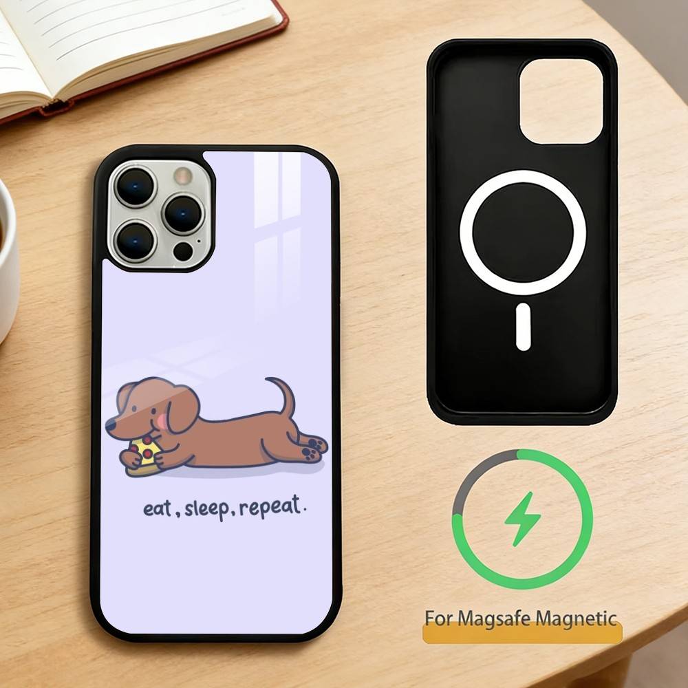Dachshund Cartoon Phone Case For iPhone 17,16,15,14,13,Pro,Max,Plus,Magnetic For Magsafe Wireless Charging