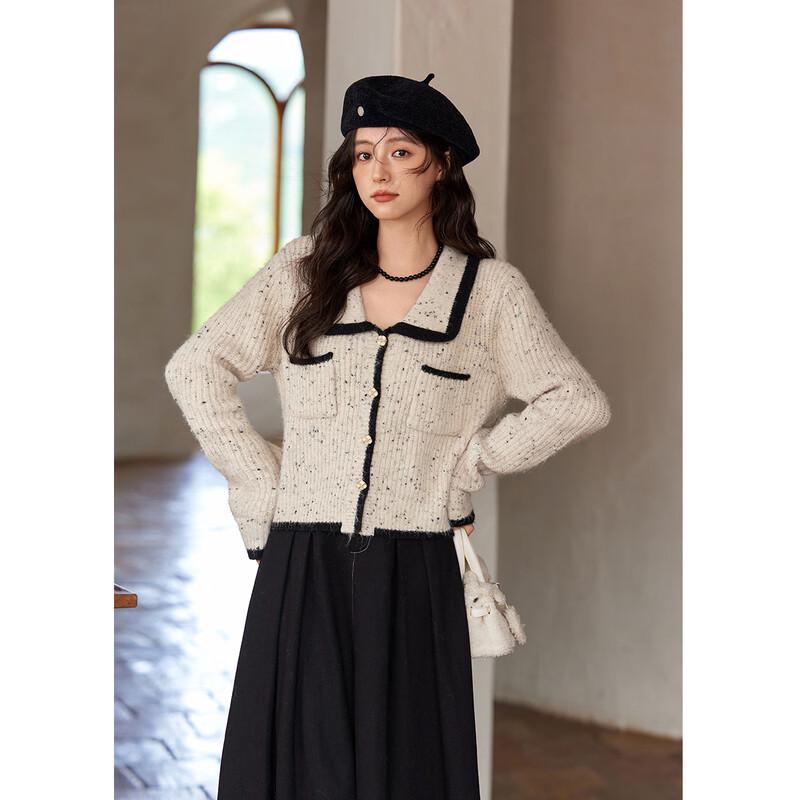 Korean Style Color Block Sweater Cardigan One Size