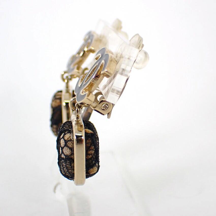 [Pre-owned] CHANEL Coco Mark Lace Earrings/j36-2
