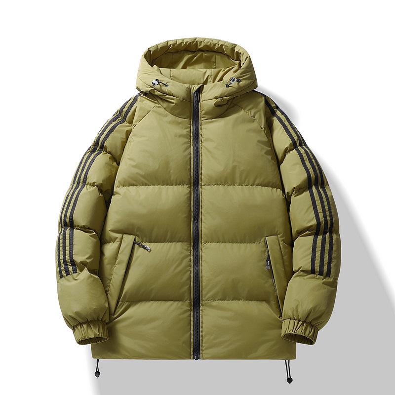 

Нове осінньо-зимове пальто з графенової бавовни для чоловіків з капюшоном у корейському стилі з трьома смугами, потовщена спортивна та повсякденна універсальна куртка XL