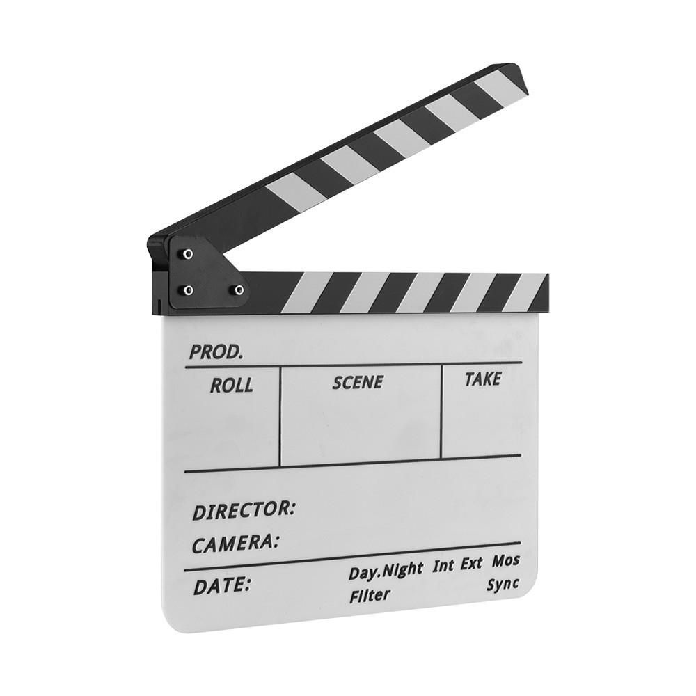 Film Clapboard Movie TV Cut Action Scene Clapper Board Slate with Marker  Pen, Color Stick, White