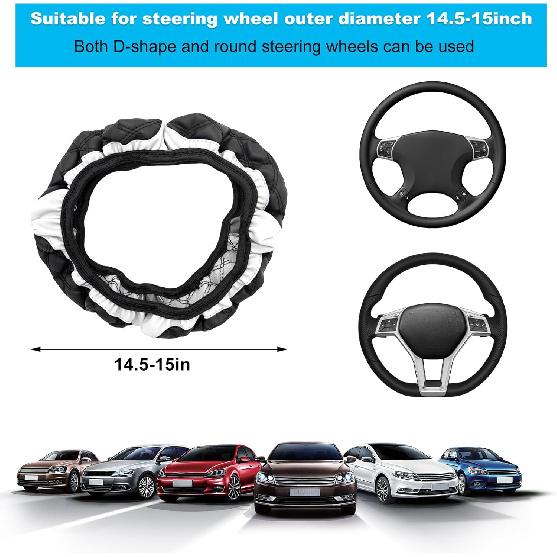 Car Steering Wheel Cover, 15 Inches Non-Slip Leather Car Steering Wheel Protector, Universal Steering Wheel Soft Cover Mats For Car Truck SUV,