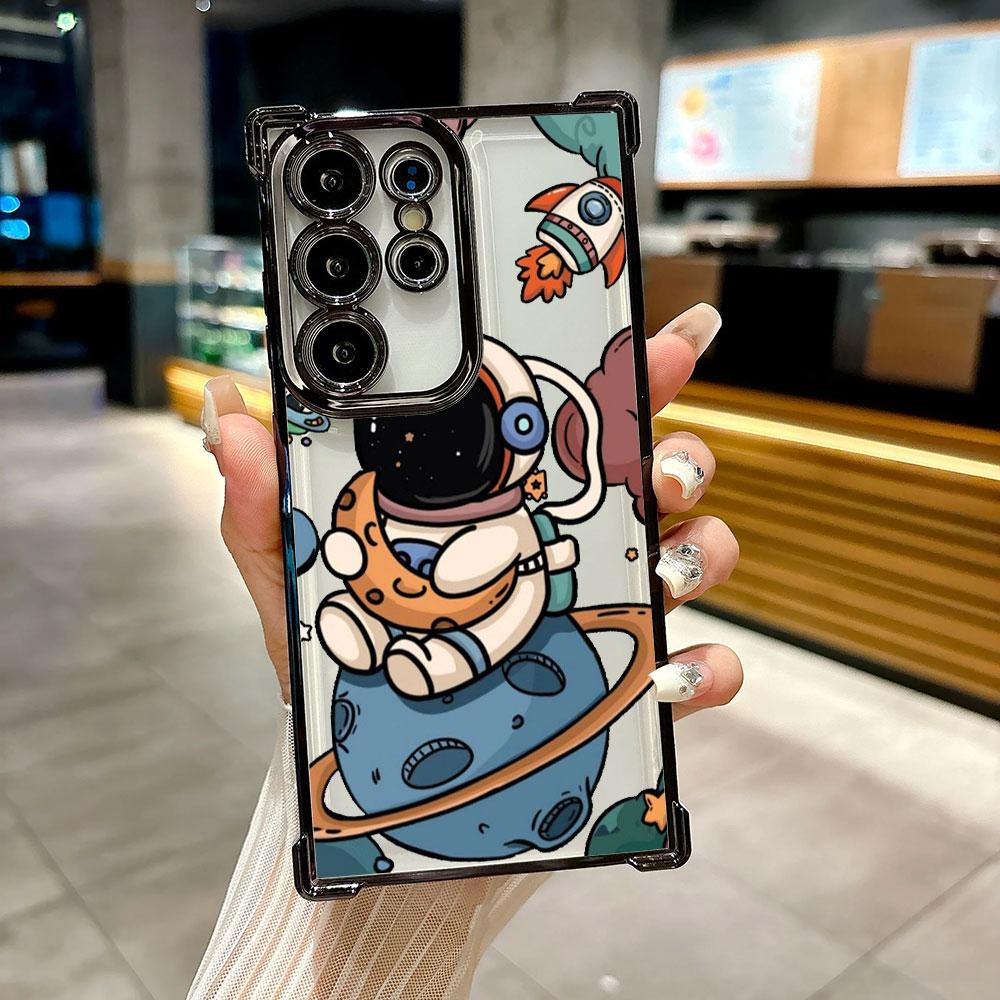 Cute Astronaut Planet Spaceman Coque For Galaxy S26 Ultra Phone Case For Samsung S26 S25 S24 S23 S21 Ultra S20 FE S25 Plus Cover
